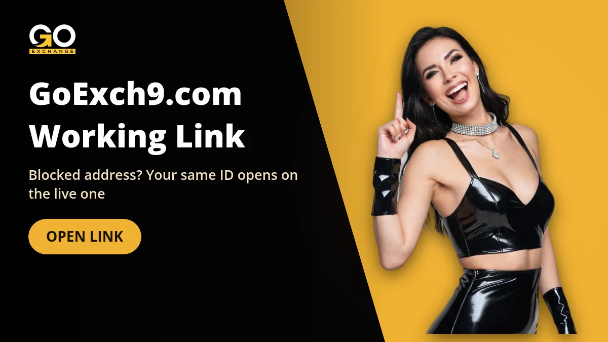 GoExch9.com official address banner with a working link button